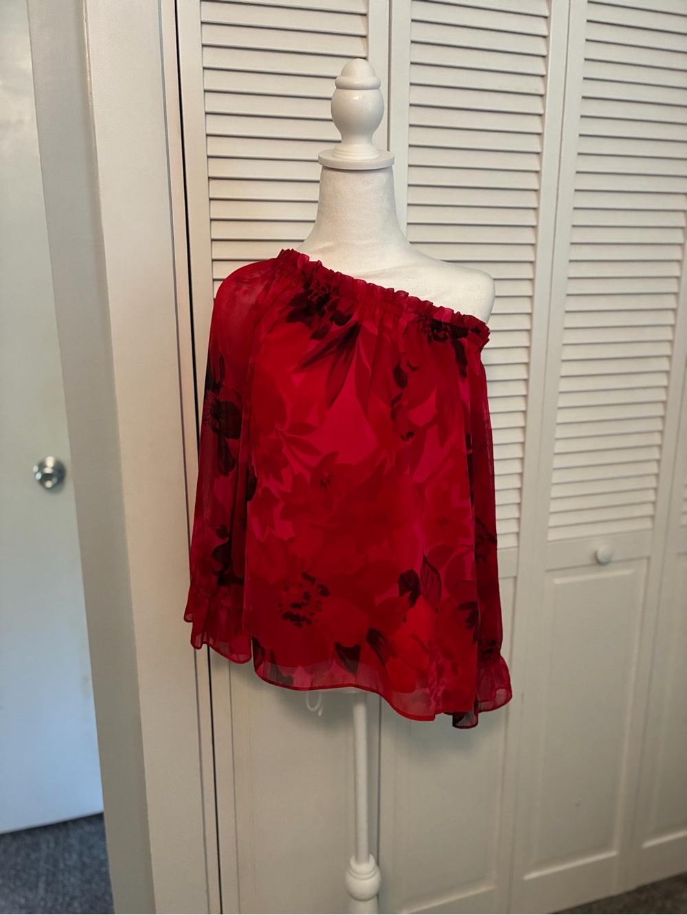 CeCe Red Floral Blouse
